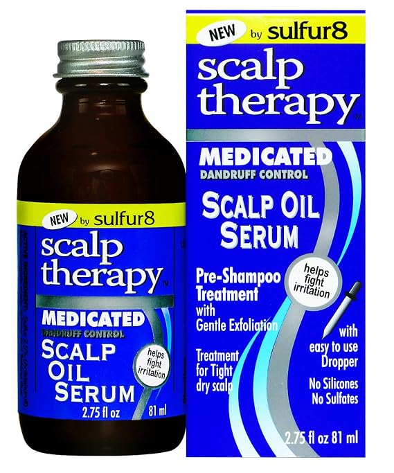 SULFUR8 Scalp Therapy Oil Serum Medicated Anti-Dandruff Treatment for Itchy, Dry, Flaky Scalp Lightweight Serum for All Hair Types, Promotes Health & Comfort (Pack of 1)