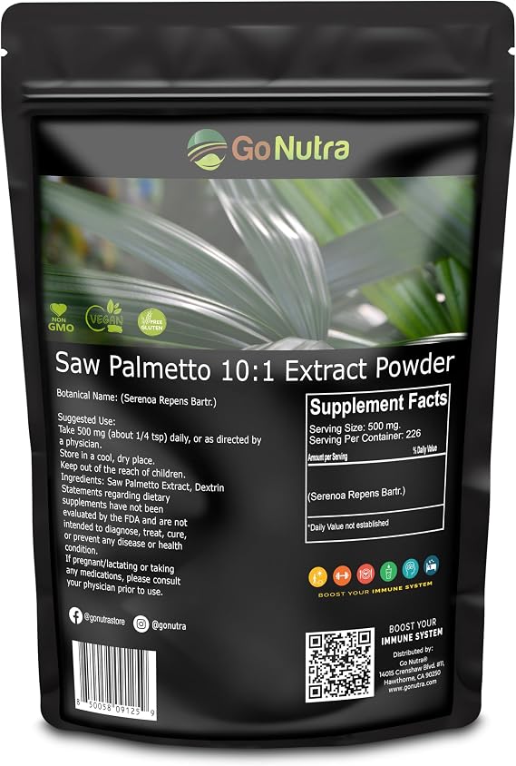 Go Nutra Saw Palmetto Extract Powder Potent 10:1 Strength | 4 oz. Saw Palmetto Supplement Saw Palmetto Powder