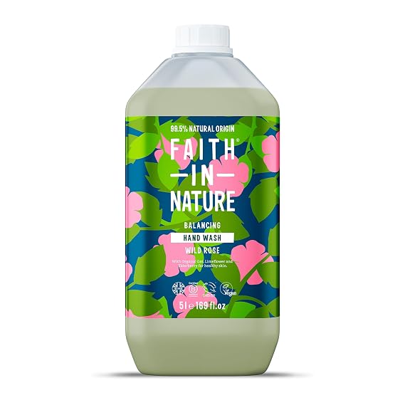 FAITH IN NATURE Natural Liquid Hand Wash - Vegan & Cruelty Free, No SLS or Parabens - 169 fl oz Refill Pack, Wild Rose