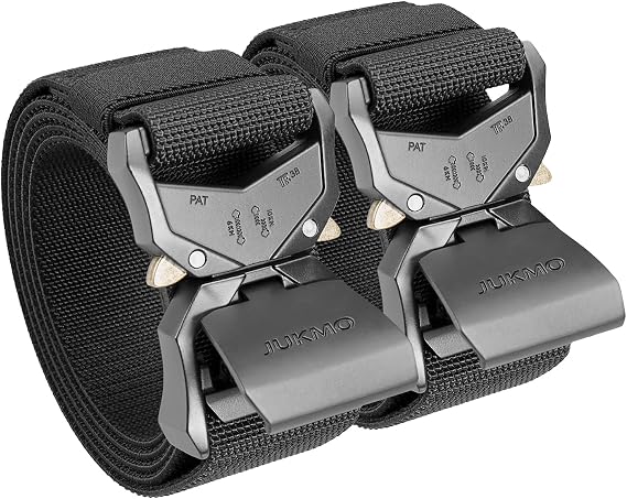 JUKMO Tactical Belt, 2 Pack Military Hiking Rigger 1.5" Nylon Web Work Belt