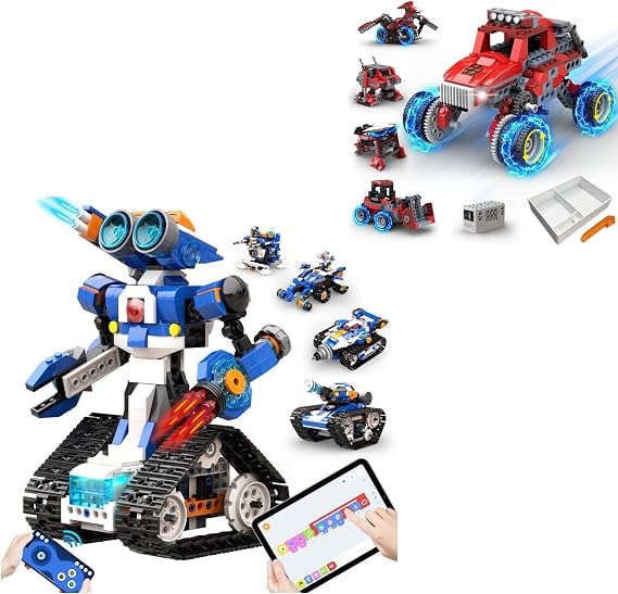 Apitor Robot J 6-in-1 Programmable STEM Learning Toy and Robot B 8-in-1 Electronic STEM Kits
