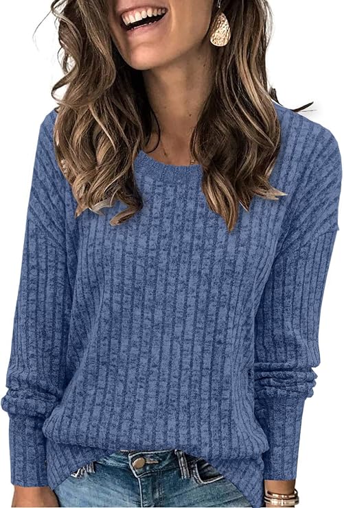 Heymiss Womens Sweaters Dressy Casual Crewneck Long Sleeve Shirts Loose | Fall Fashion Sweatshirts