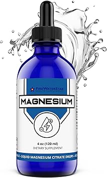 FWS Magnesium Citrate Liquid Drops for Adults and Kids, Pure Magnesium Citrate, Organic, Non-GMO, Vegan, Supports Sleep Calm Energy Muscles Nerves, Easy Adjustable Dosing, 4 Month Supply, 4 oz