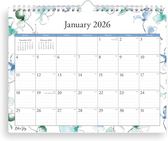 Blue Sky 2026 Monthly Wall Calendar, 11"x8.75", Lindley | January 2026 - December 2026, Durable Twin Wire Binding, For Home, Office And Classrooms