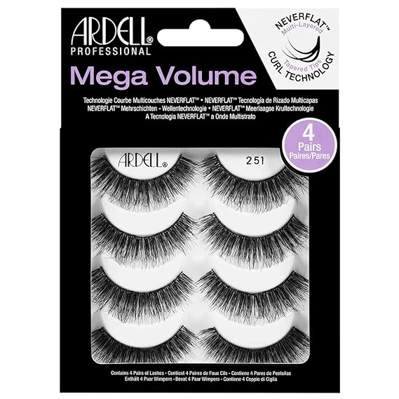 Ardell False Eyelashes Mega Volume 251, 1 Pack (4 Pairs Per Pack)