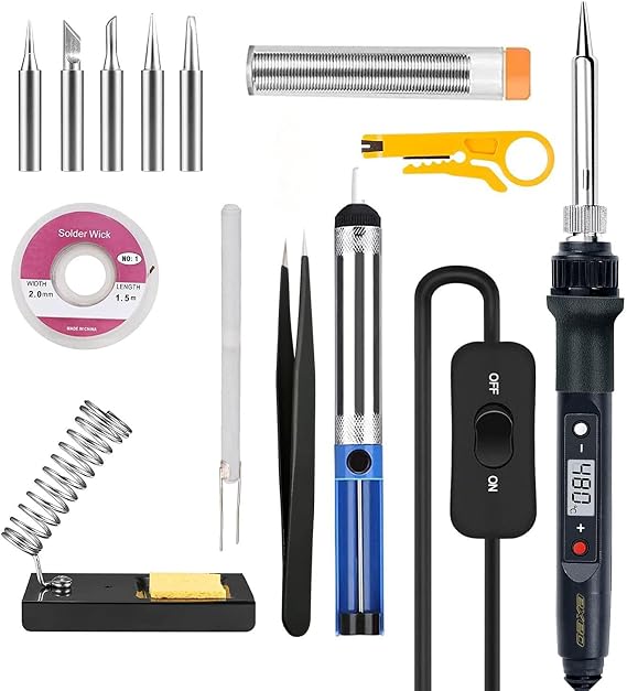 Exeo Dijital Isı Ayarlı Havya Set Lehim Makinesi Seti 80W Taşıma Çantalı