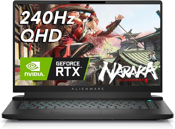 Alienware m15 R7 Gaming Laptop - 15.6-inch QHD 240Hz 2ms Display, Intel Core i7-12700H, 16GB RAM, 512GB SSD, NVIDIA GeForce RTX 3070 Ti 8GB GDDR6, HDMI, USB-C, Wi-Fi 6, Windows 11 Home - Black