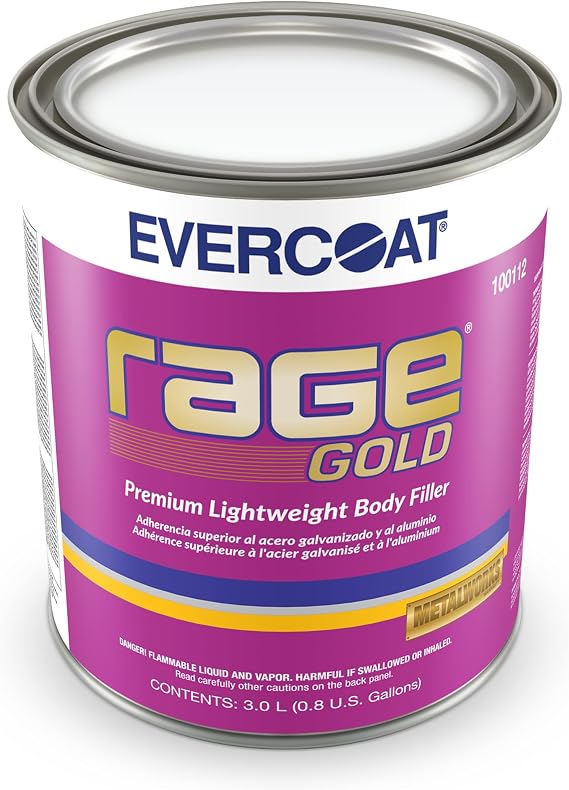 Evercoat Rage Gold Body Filler for Fiberglass, Aluminum & More - Stain-Resistant Filler - 128 Fl Oz