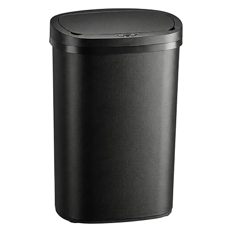 13 Gallon Trash Can, Plastic Kitchen Trash Can Automatic Garbage Can with Lid High-Capacity Touch Free Motion Sensor for Kitchen, Bedroom, Office, Black