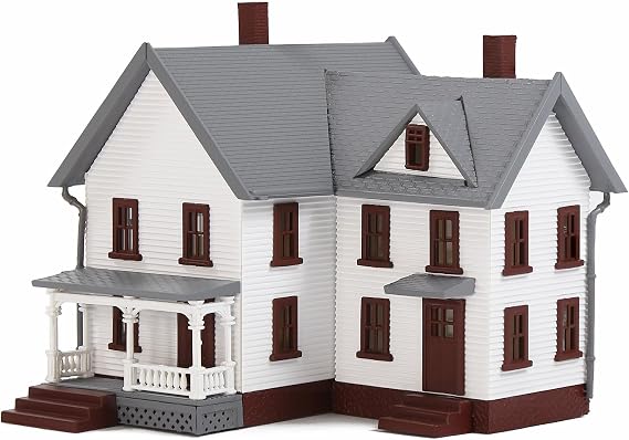N Scale Pre-Built Model Village Dwelling Two-Story House 1:150 Christmas Building Diorama JZN5886 (White)