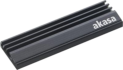 Akasa M.2 SSD Heatsink | Aluminum Heatsink Cooling Fin | Pre-Applied Thermal Adhesive Tape | 71 x 22 x 6.4mm | Suitable for M.2 2280 SSD | Black | A-M2HS01-BK