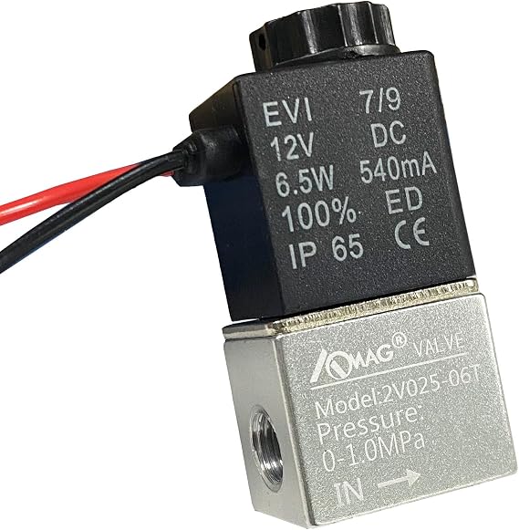 Solenoid Valve DC 12V for Air CO2 Compressor 1/8 Inch NPT 2 Way Normally Open,Electric Solenoid Air Valve,Aluminum