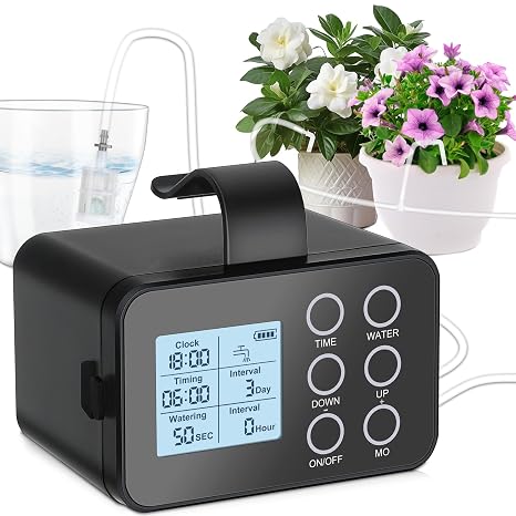 Automatic Plant Waterer Indoor: Drip Irrigation System with Large Display