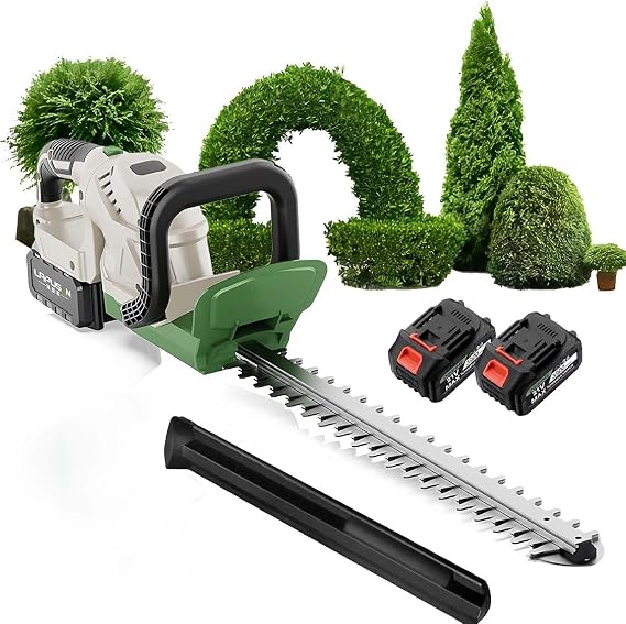 20'' Cordless Hedge Trimmer,21V Bush Trimmer,Handheld Hedge Cutter,Grass Shrub Trimmer w/LED Display,Trimmer for Garden,2 Battery