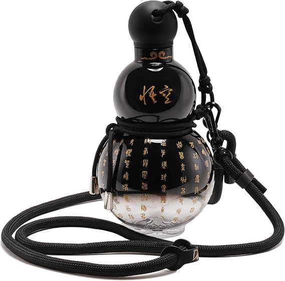 Gourd Water Bottle Tritan BPA-Free 210F Heat Resistant - Leak-Proof Push-On Rubber Stopper, Stylish Gradient Colors with 2 Versatile Straps for Hanging - Durable