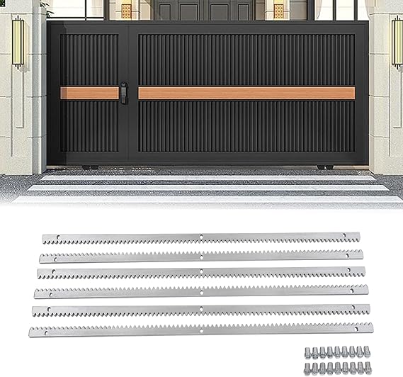 6Pcs Steel Gear Racks for Sliding Gate Opener Slide Door Operator, Including Mounting Hardware, 12mm Thickness 1m Long Total 20 Feet /6M
