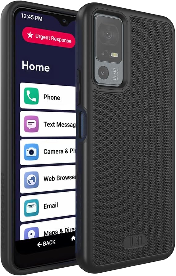 TUDIA MergeGrip for Jitterbug Smart 4 Case T608G, [Military Grade Drop Tested] Shockproof Protection Slim Rugged Dual Layer Heavy Duty Phone Cases for Senior - Matte Black