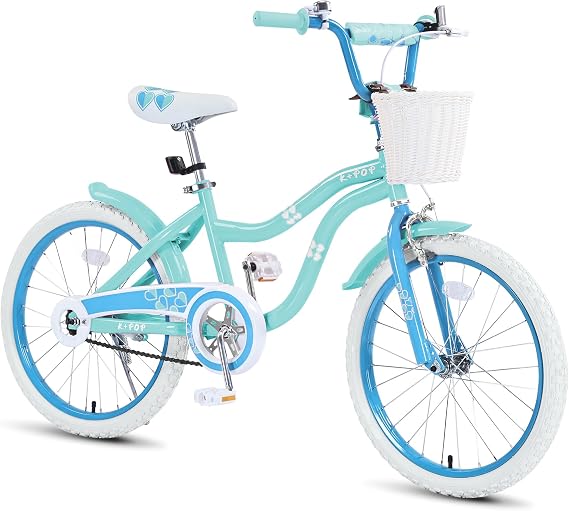 20/24 Inch Girls Bike with Basket, Kids Bike for Girls Age 6-14, Lightweight Kids Bicycle, Girl Bikes with Front and Rear Brakes, Adjustable Seat, Kickstand, Multiple Colors