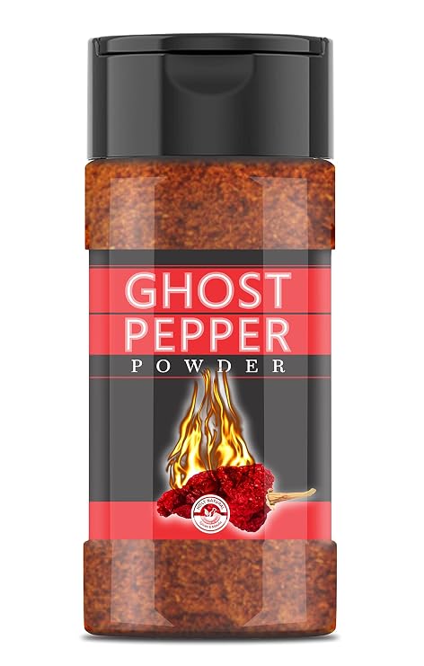Ghost Pepper Powder (Bhut Jolokia Chili) - 3.5 oz/100 gm, 100% Pure, Smoked, Hottest & Spicy Chili Powder, Add Unique, Delicious, Complex and Smoky Flavor to Your Favorite Dishes