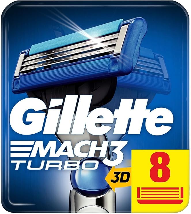 Gillette Mach 3 Turbo Replacement Razor 8-Piece Cardboard Package