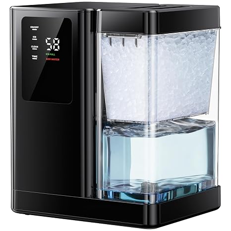 Ciays Nugget Ice Maker Countertop with 3L Detachable Water Tank and Timer Function, Pebble Ice Maker 35 lbs/24H Soft Chewable Ice, Self Cleaning Ice Machine for Kitchen, Party and Office