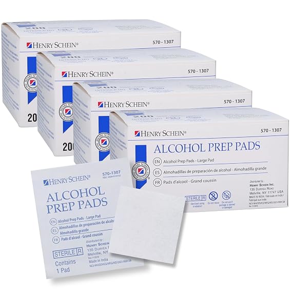 Henry Schein Large Alcohol Prep Pads, 70% IPA, Sterile, 800 Ct