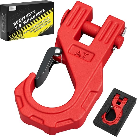 AUTOBOTS Winch Hook Heavy Duty 3/8" Winch Accessories Red
