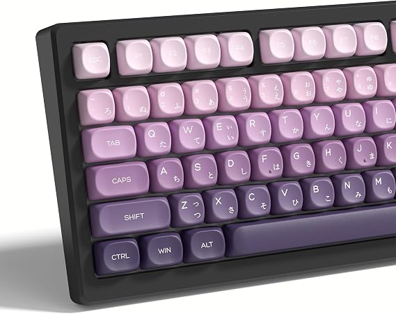 Womier MOA Purple Keycaps Japanese, PBT Keycaps for Mechanical Keyboard