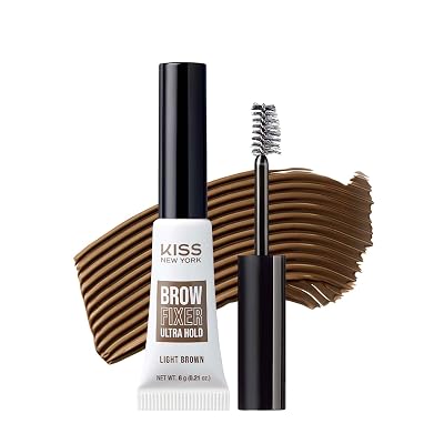 Kiss New York Professional Brow Fixer Glue - Extreme Hold for Sculpted, Transfer Proof, Non-Sticky Finish for Clean Makeup Look, All Day Control Light Brown