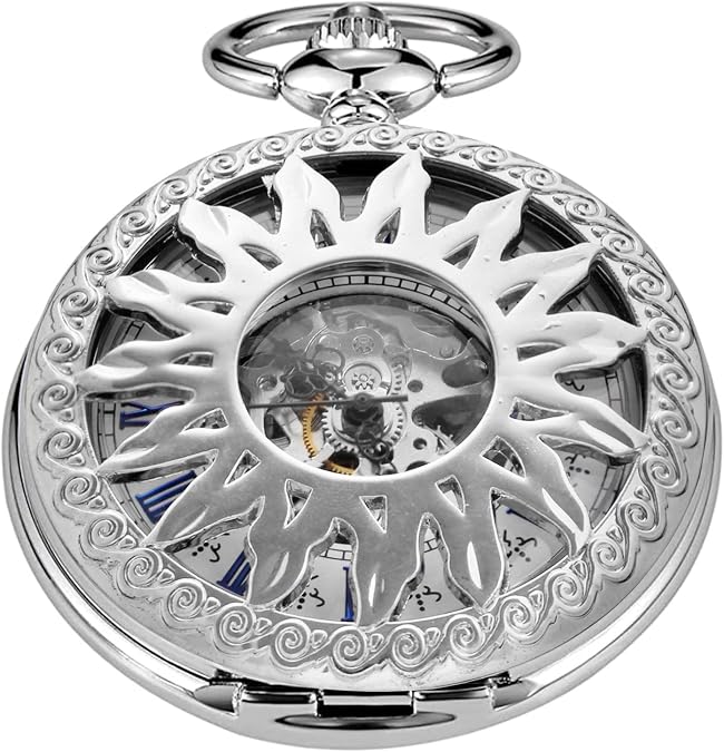 Classic Bronze/Black Mechanical Pocket Watches, Mechanical Vintage Bronze/Black Mechanical Pocket Watches Roman Numerals Black Dial Watches