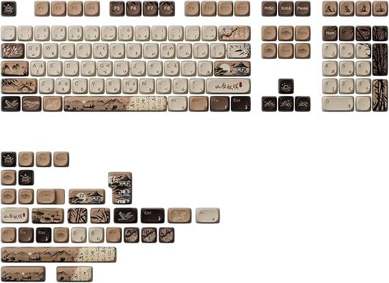 Akko PBT Keycaps Set, Mountain Seclusion MOA Profile 140-Key PBT Keycaps for Mechanical Keyboards