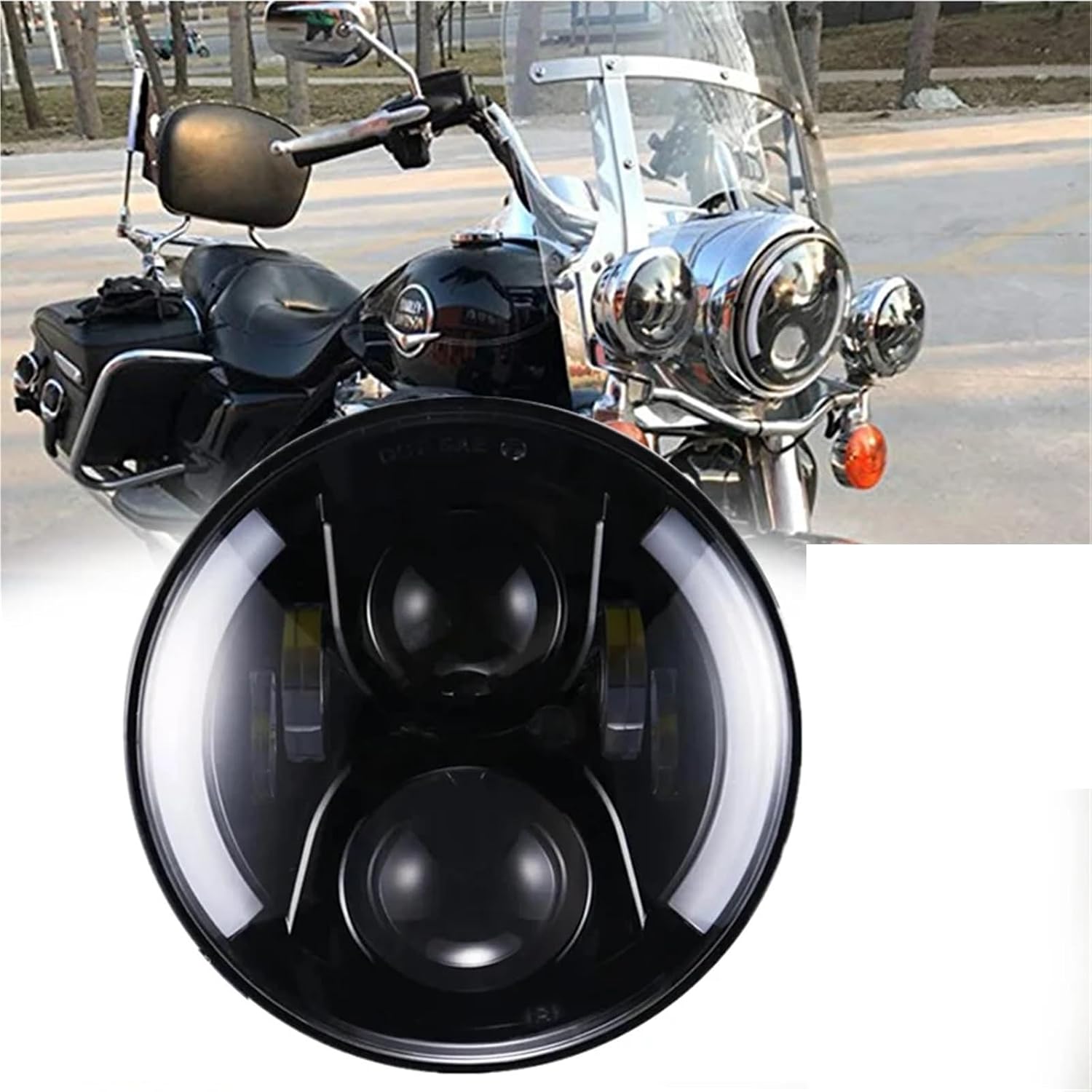Motorcycle 7Inch Led Headlight Black Compatible With Kawasaki Vulcan VN 500 750 800 900 1600 1700 1500WHITE
