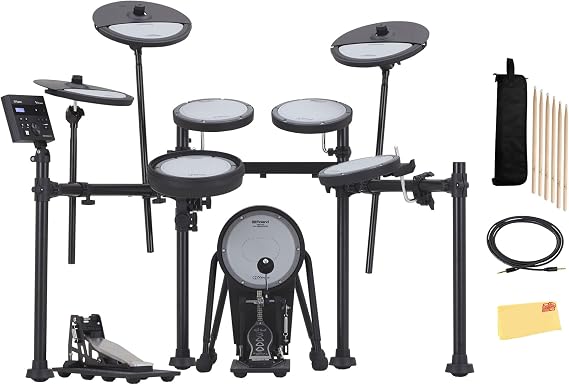 Roland VQD106 V-Drums Quiet Design Kit Bundle with Cable, Drumsticks, Drumstick Bag, and Austin Bazaar Polishing Cloth