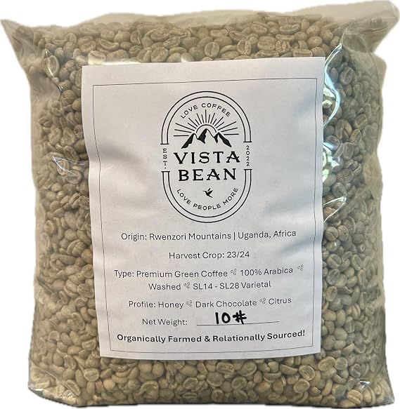 UGANDAN GREEN COFFEE BEANS (UNROASTED) - 10 LB BAG - WASHED / WUGAR - Washed Processed - Eastern Africa - Rwenzori Mountains - Organically Farmed & Relationally Sourced - 100% Arabica - SL14 & SL28 Varietal
