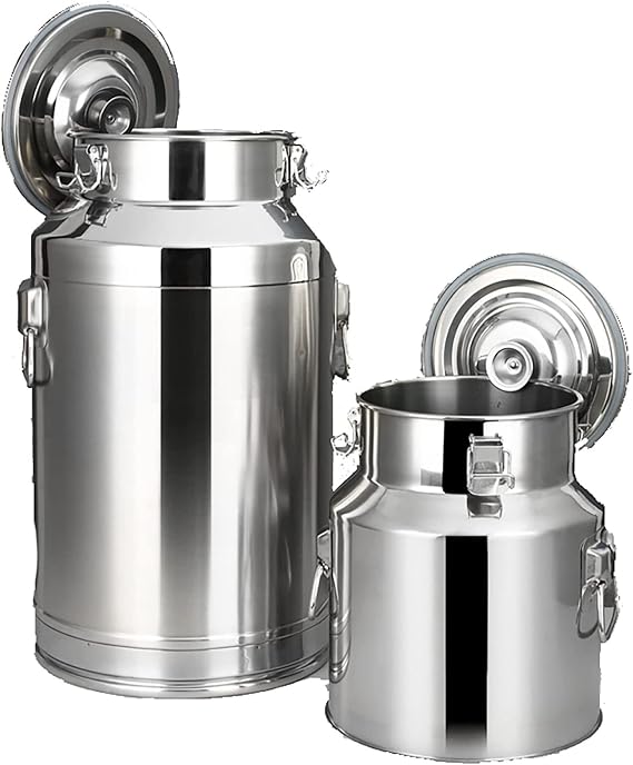 Stainless Steel Milk Can, 5L-58L Milk Pail Canister Dairy Pot Bucket Airtight Storage Canister Milk Transport Can with Carry Handle/Sealed Lid / 28L