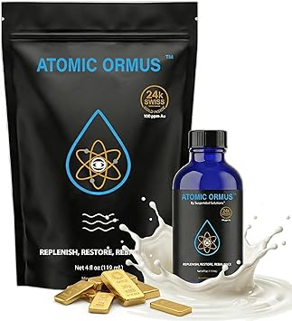 Liquid Monoatomic 24k Gold ORMUS 4oz, 24k Gold Platinum Iridium ORMUS, Energetically Enhanced, Memory, Energy, Stamina & Vitality, Vegan Supplement
