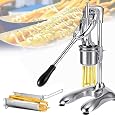 30cm Manual French Fries Maker,French Fry Cutter Machine,Manual Long French Fries Squeezer,Stainless Steel Vegetable Chopper With Fried Basket,Long Fries Extruder