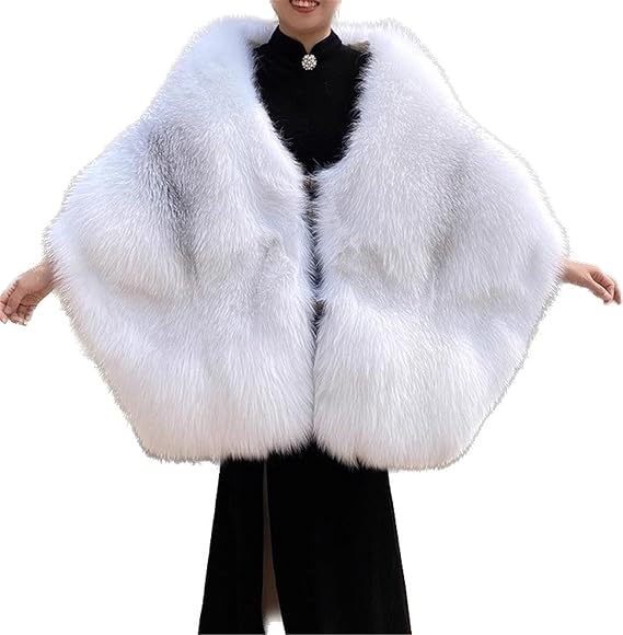 FURINFASHION D-60 Women's Winter Warm Furry Luxury Cloak Shawl Coats With Real Fox Fur High-End Cheongsam Outerwear Jackets