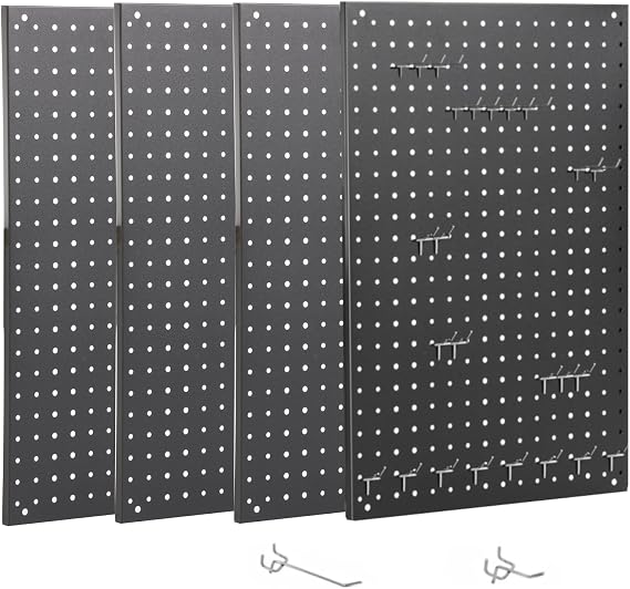 ENJOYWOOD Pegboard, 4 Packs 24x16 inch with 40 Pcs Hook, Tool Board for Wall Organizer, Garage Tool Storage