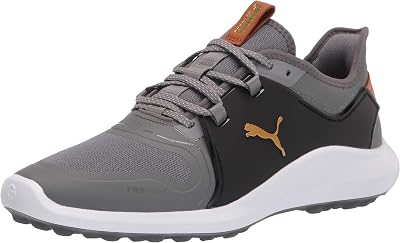 PUMA Mens Ignite Fasten8 Golf Shoe, Quiet Shade-Gold-puma Black, 13 US