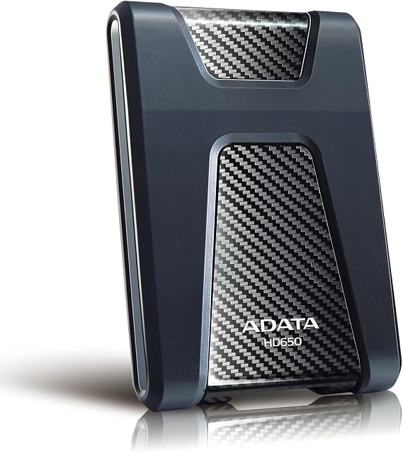 ADATA HD650 2TB USB 3.1 Shock-Resistant External Hard Drive, Black (AHD650-2TU31-CBK)