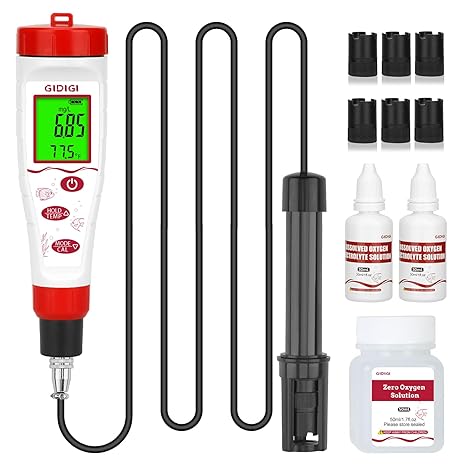 Digital Dissolved Oxygen Meter, GIDIGI Dissolved Oxygen Tester with ATC, DO Meter with 9.84ft DO Probe Cable, Dissolved Oxygen Test Kit for Aquarium, Ponds, Fish Tank Range 0.040.0 Mg/L