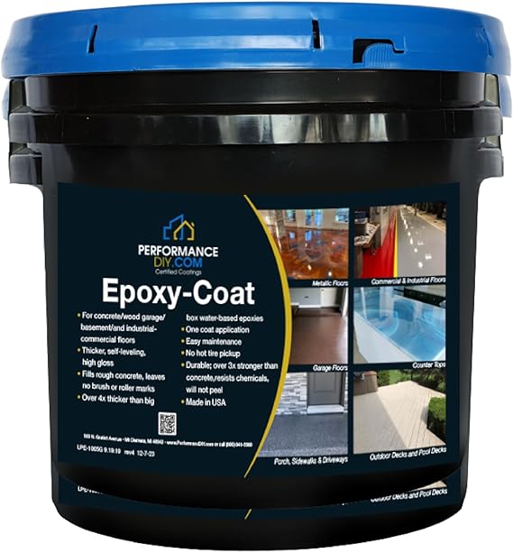PerformanceDIY Good Full Kit Epoxy Floor Coating- Beige Base with Gray Blend 1/4" Flakes-Light Flake Coverage,Covers 500 sq. ft.-for Garage,Basement, Patio,Commercial Floors,Concrete-Non-Toxic