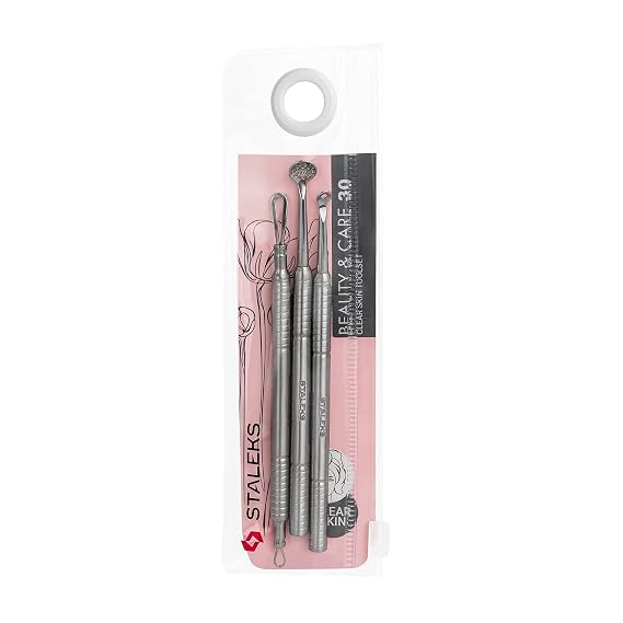 STALEKS Beauty & Care Pimple Popper Tool Kit Blackhead Remover Tools for Mechanical Cleansing Pimple Extractor & Comedone Extractor in a 3Pc Stainless Steel Acne Tools Set