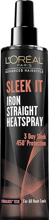 L'Oreal Paris Advanced Hairstyle Sleek It Iron Straight Heat Spray, 5.7 Ounce