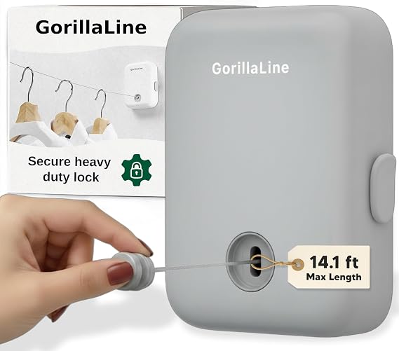 Retractable Clothesline - Indoor Outdoor Wall Mounted Clothes Line