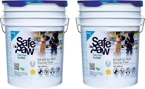 Safe Paw 2 Pack Pet-Safe Ice Melt, Salt & Chloride-Free Deicer, 35 Lbs