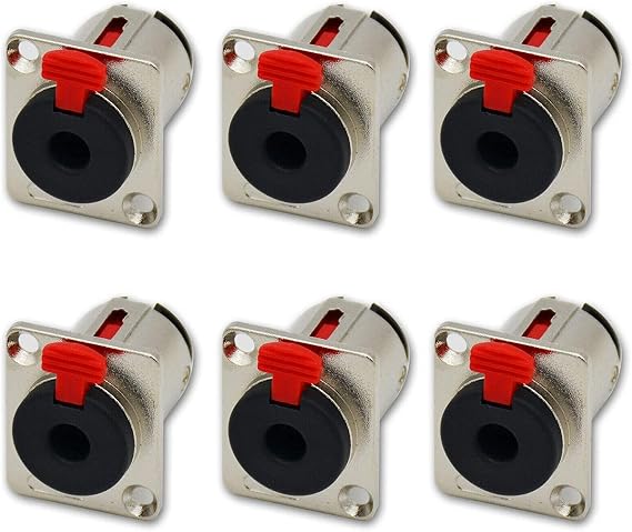 Lingtoolator E-rsyun TRS 6.35mm 1/4" Female Jack Panel Chassis Lock Socket Audio Connector Chassis Mount Pack of 6
