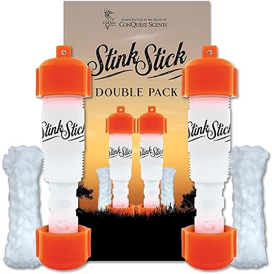 Conquest Scents Stink Stick Orange Double Pack | Scent Dispenser with Fiberglass Wick for Liquid Hunting Scents or Wax Tubes | Leak-proof Yardage Markers and Hanging Scent Tools for Deer Hunting
