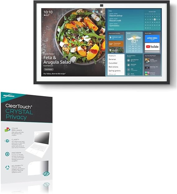 BoxWave Screen Protector Compatible with Amazon Echo Show 21 - ClearTouch Crystal Privacy (2-Pack), Privacy Screen Protector Flexible Film Clear